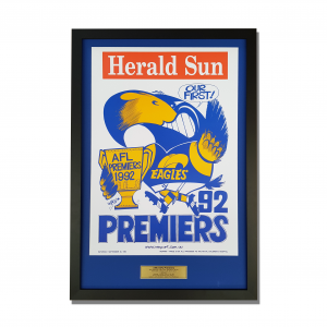 A cartoon of the West Coast Eagles winning the 1992 AFL Premiership. It has a heading that reads Herald Sun