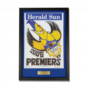 2006 AFL Premiers: A cartoon styled version of an eagle with the wording 2006 Premiers. The image also hints as to previous 2 premierships.
