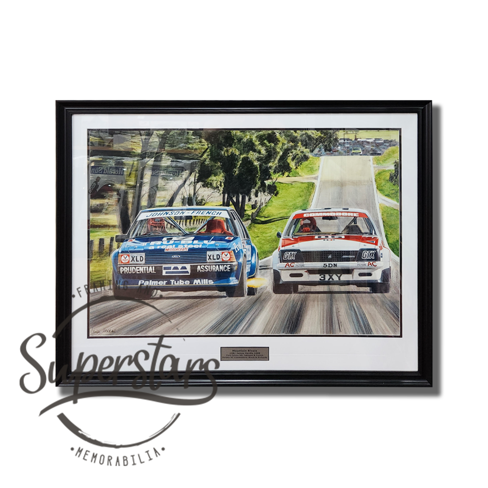 A colourful sketch a piece of Bathurst memorabilia - a colourful sketch capturing Ford vs Holden rivalry at Bathurst in 1981